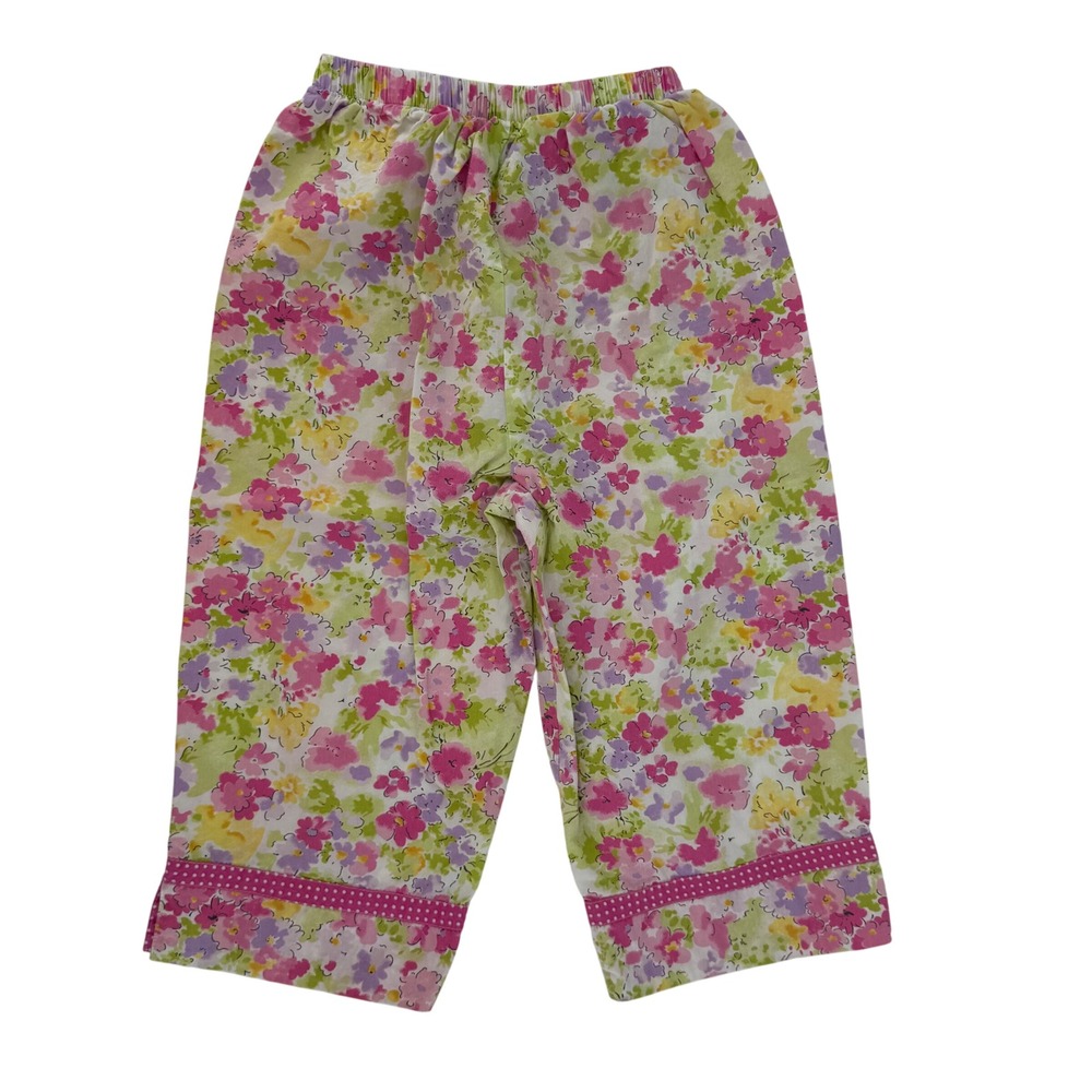 VTG Rags Land‎ Floral Capris PJs Girls Size 7/8 Pink Purple Green Spring Summer